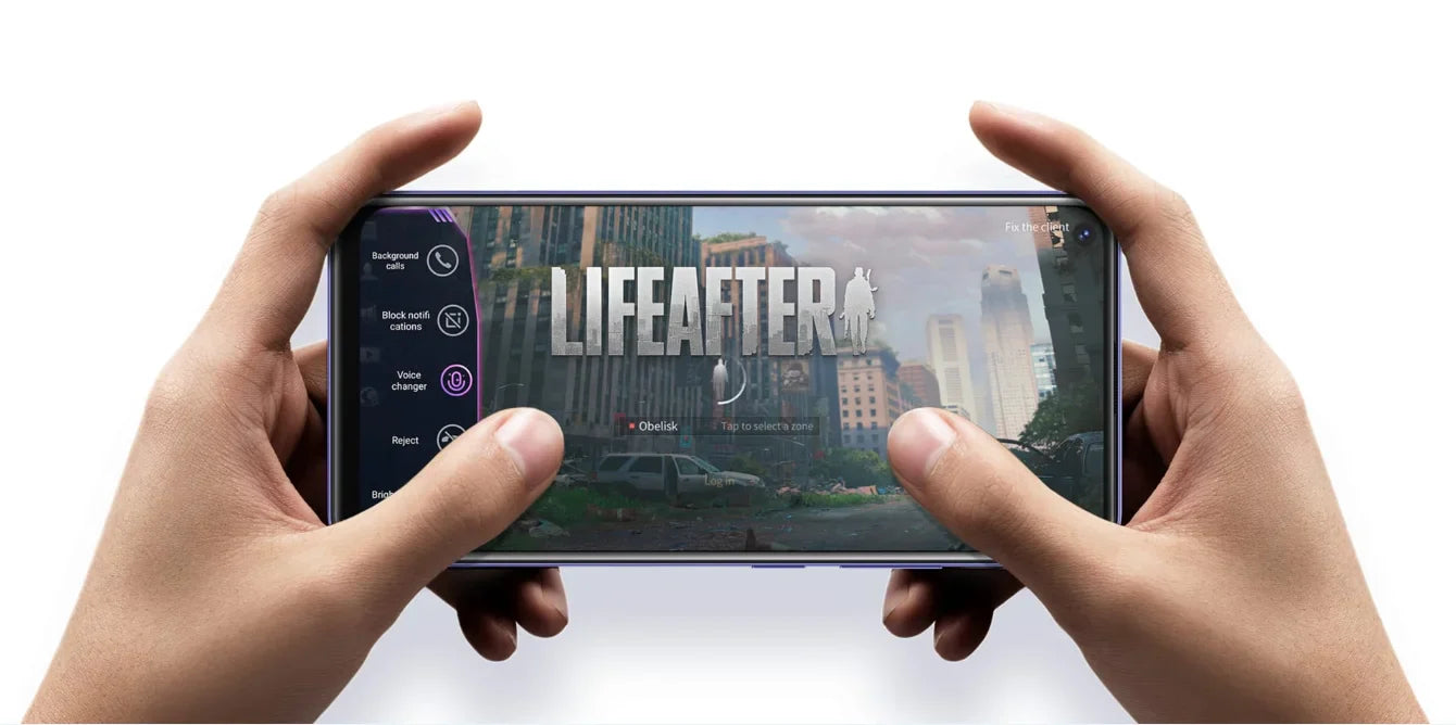 Person holding a smartphone while playing LifeAfter, ideal for those who want to buy video games online UAE